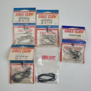 Lot of 5 Packs Eagle Claw Hooks, Baitholder, Treble Hooks, 374a, 189a